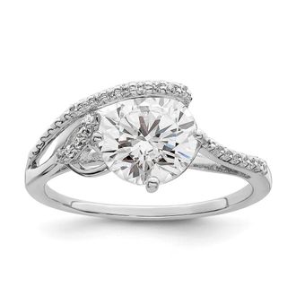 Diamond2Deal Sterling Silver Rhodium-plated Overlap Cubic Zirconia Ring
