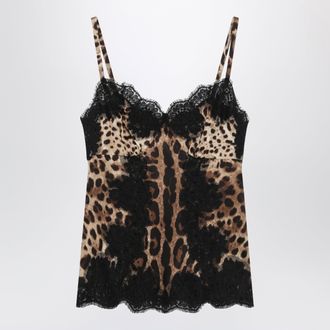 Dolce & Gabbana Leopard-print satin camisole with lace trim