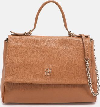 Carolina Herrera Minuetto Brown Leather Top Handle Bags