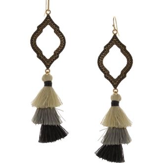 Olivia Welles Taia Fringe Drop Earrings in Gold /Gray at Nordstrom Rack