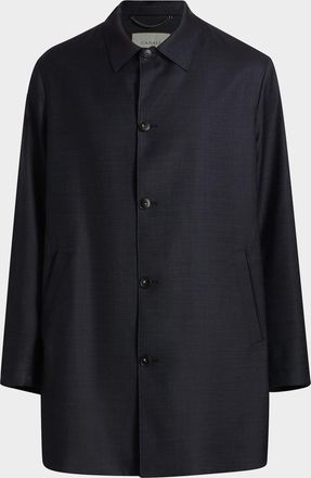 Canali Men & apos;s Wool Denim-Textured Overcoat