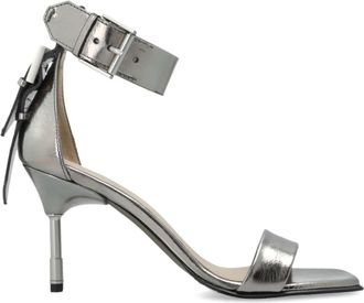 AllSaints Noir Metallic Sandalen met Hak - Dames - Sandalen met hakken - Grijs - 36 EU - Leer - Schoenen