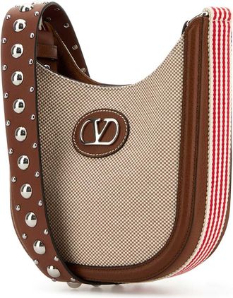 Valentino Garavani Womens Two-Tone Canvas Vlogo Signature Crossbody Bag Nattobaccoselleriabiarossodcaramel Borse A Tracolla