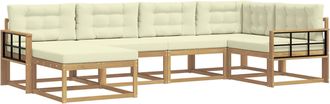vidaXL Conjunto De Sof&aacute;s De Exterior 5 Uds. Blanco Y Crema Poli&eacute;ster Vidaxl
