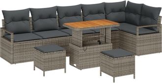 vidaXL Vidaxl - Garden Sofa Set with Cushion 9 pcs Grey Poly rattan