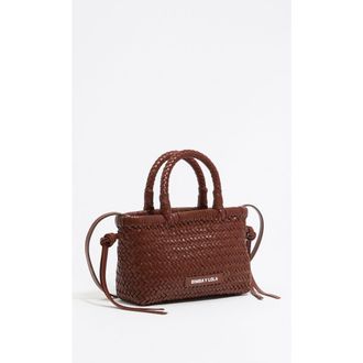 Bimba & Lola Plaited Leather Mini Bag in Nut at Nordstrom