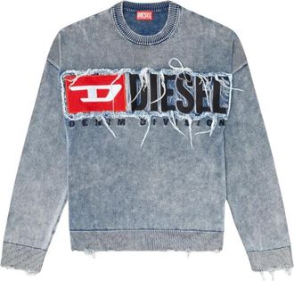 Diesel Denim Distressed K-Fronzi Sweater - Heren - Sweatshirts - Blauw - XL - Denim - Hoodies & sweatvesten