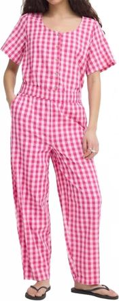 Ichi Felica Gingham Trousers In Very Berry Check