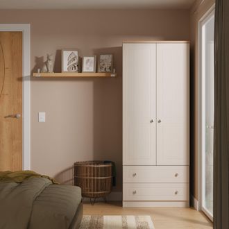 Welcome Furniture Lynton Ready Assembled 2 Door 2 Drawer Wardrobe In Kashmir Ash & Bardolino Oak - Welcome Furniture | TJ Hughes