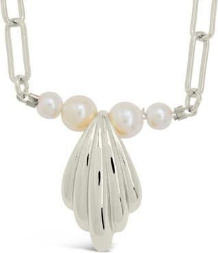 Sterling Forever Chérie Faux Pearl Shell Pendant Necklace in Silver at Nordstrom Rack