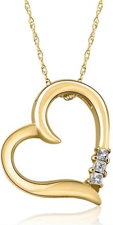 Pompeii3 Princess Cut Diamond Heart Necklace Pendant White Yellow or Rose Gold 3/4 Tall