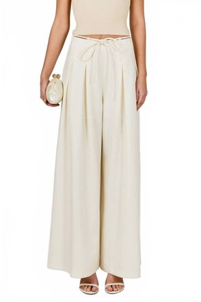 endless rose Waist Tape With High Waist Long Pant In Cream
