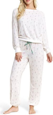 Honeydew Intimates Star Seeker Brushed Jersey Pajamas in Ivory Martinis at Nordstrom, Size X-Large