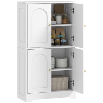 HOMCOM 110cm Kitchen Cupboard with 4 Arched Doors and 2 Adjustable Shelves | TJ Hughes
