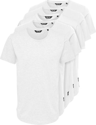 Only & Sons Rundhalsshirt ONLY & SONS ONSMATT LONGY SS TEE 5-PACK, Damen, Gr. XXL, hellwei&szlig; pack:5 wei&szlig;, Single Jersey, Obermaterial: 100% Baumwolle, unifarben, B