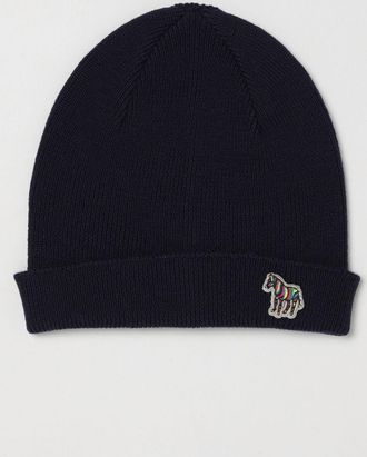 Paul Smith Berretto beanie in 100% lana vergine con risvolto e patch logo