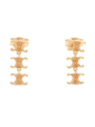 Celine 2020s Triomphe drop earrings - women - Gold Plated - One Size