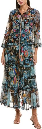 Johnny Was Mazzy Embroidered Mesh Midi Dress