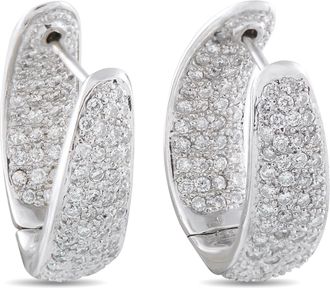 Luxury Bazaar 18K White Gold 2.60ct Diamond Inside-Out Hoop Earrings MF05-1030325