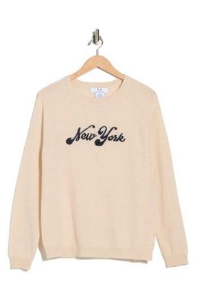 Magaschoni New York Cashmere Sweater in Creamy Heather/navy at Nordstrom Rack, Size Medium