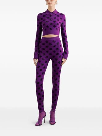 Dolce & Gabbana Poloshirt met lange mouwen in jacquard viscose