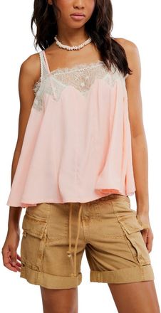 Free People Make Me Yours Eyelash Satin Lace Camisole in Flamingo Flamenco at Nordstrom, Size X-Small