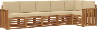 vidaXL Conjunto De Sof&aacute;s De Exterior 6 Uds. Natural Y Beige Poli&eacute;ster Vidaxl