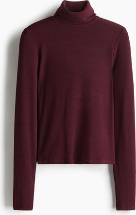 H&M Geripptes Rollkragenshirt - Red