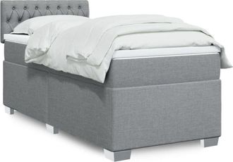 vidaXL Cama Box Spring Con Colch&oacute;n Tela Gris Claro 80x200 Cm Vidaxl