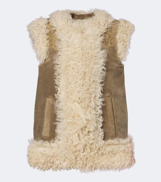 Etro Shearling-lined embroidered vest