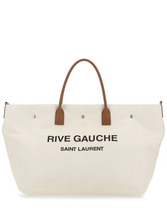 Saint Laurent maxi Rive Gauche tote bag - men - Calf Leather/Fabric - OS - Neutrals