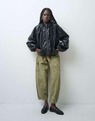 Asos giacca sportiva sartoriale in pelle sintetica nera-Nero