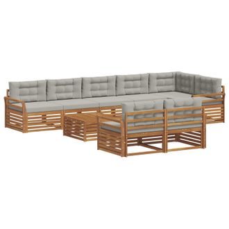 vidaXL Conjunto De Sof&aacute;s De Exterior 9 Pcs Gris Natural Y Claro Vidaxl