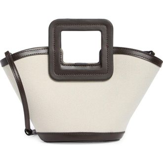 Staud Mini Shirley Canvas Bucket Bag in Natural/Espresso at Nordstrom