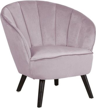 Beliani Beliani - Sill&oacute;n Tapizado En Tela De Terciopelo Rosa Silla Decorativa Con Respaldo Glam Forma De Concha Dala