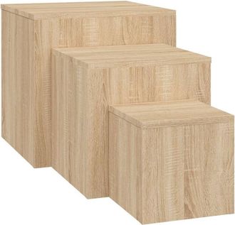 vidaXL Mesas auxiliares 3 pzas madera contrachapada color roble Sonoma vidaXL