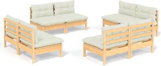 vidaXL Muebles De Jard&iacute;n 8 Piezas Cojines Madera De Pino Color Crema Vidaxl