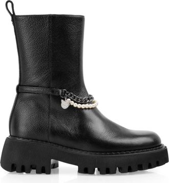 Marc Cain Leren enkellaarzen - Dames - Schoenen - Zwart - Maat: 40 EU Leer