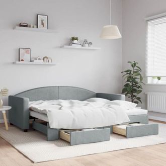 vidaXL Daybed with Trundle&Drawers without Mattress Light Grey 90x190 cm Single vidaXL
