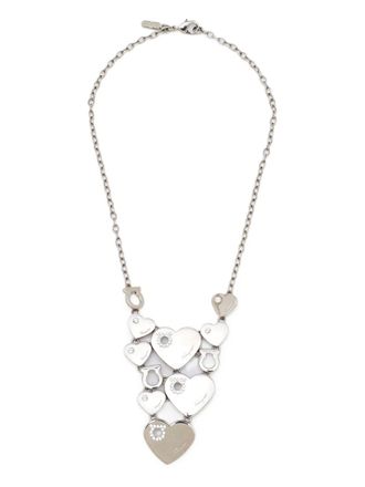 Ferragamo crystal-embellished hearts necklace - women - Crystal/Metal - One Size - Silver