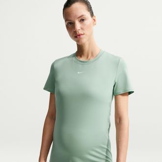 Nike Womens (M) One Dri-FIT Slim-Fit Short-Sleeve Top (Maternity) in Green | FN5001-006