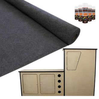 MonsterShop 11sqm Anthracite Van Lining & Glue With Camper Kitchen in Grey