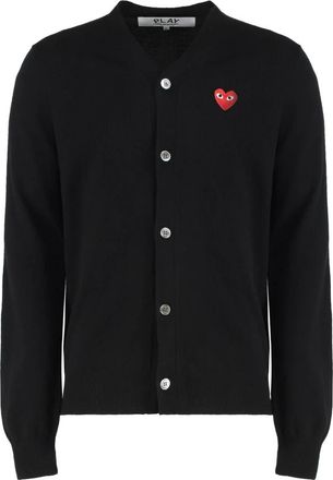 Comme Des Gar&ccedil;ons V-Neck Cardigan - Dames - Vesten - Zwart - S - Wol - Truien & Vesten