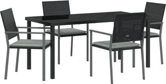 vidaXL Garden Dining Set 5 pcs Black Poly rattan Vidaxl