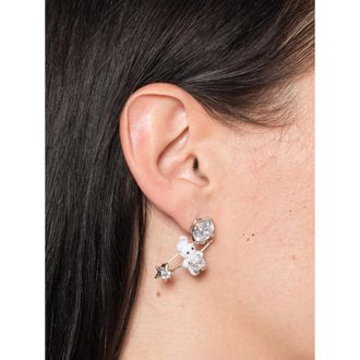 Yvmin Rabbit Motif Safety-Pin Design Earrings - Silver