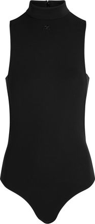 Courrèges Mock Neck Crepe Jersey Bodysuit - Black - S (UK8-10 / S)
