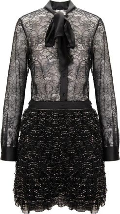 Elisabetta Franchi Duchesse en Tule Jurk met Strass - Dames - Feestkleedjes - Zwart - M - Tule - Kleedjes