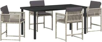 vidaXL Garden Dining Set 5 pcs Light Grey Poly Rattan vidaXL