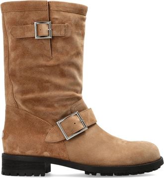 Jimmy Choo London Biker Mid Boots - Dames - Hoge Laarzen - Bruin - 41 EU - Leer - Schoenen