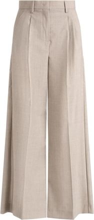 Max Mara Wkdovvio Wijde Broek - Dames - Wijde Broeken - Beige - XS - Wol - Broeken